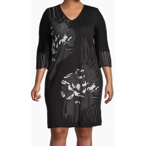 Ming Wang Dress dress Knit Three quarter sleeve black size Medium M